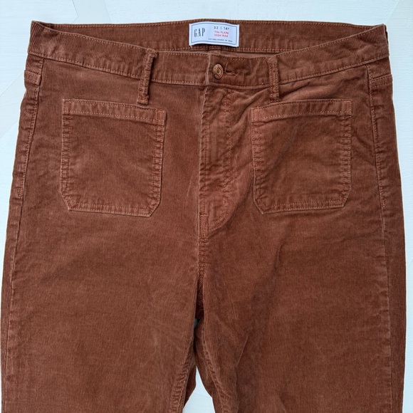 GAP High Rise Corduroy '70s Flare Pants Sable Brown Size 14 - Picture 3 of 6
